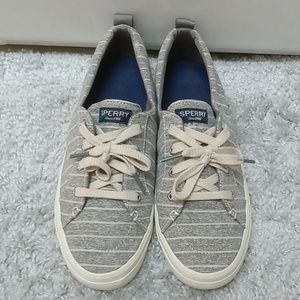 *Final Price* Sperry Size 7.5 Striped Gray & White Boat Shoes
